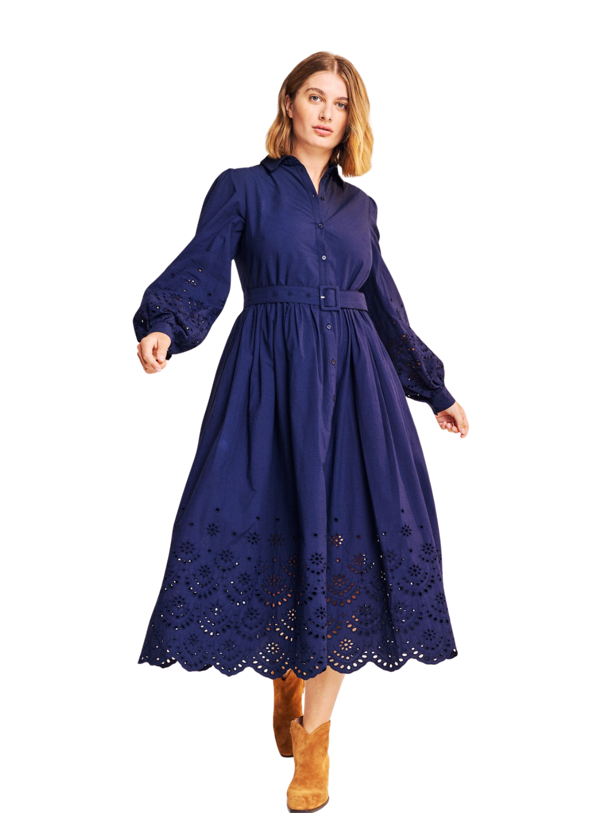 Florence Broderie Dress in Maritime Blue from One Collective