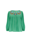 Hyma Top in Green, Leopard Floral from Sugarhill
