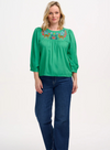 Hyma Top in Green, Leopard Floral from Sugarhill