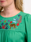 Hyma Top in Green, Leopard Floral from Sugarhill