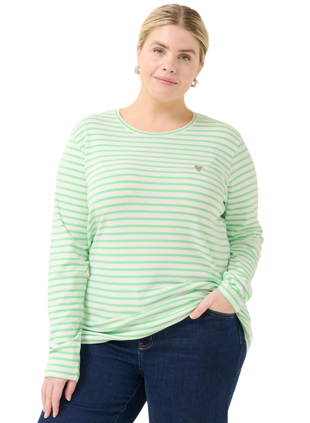 Liddy Top in Green/Grey Heart/Chalk from Kaffe