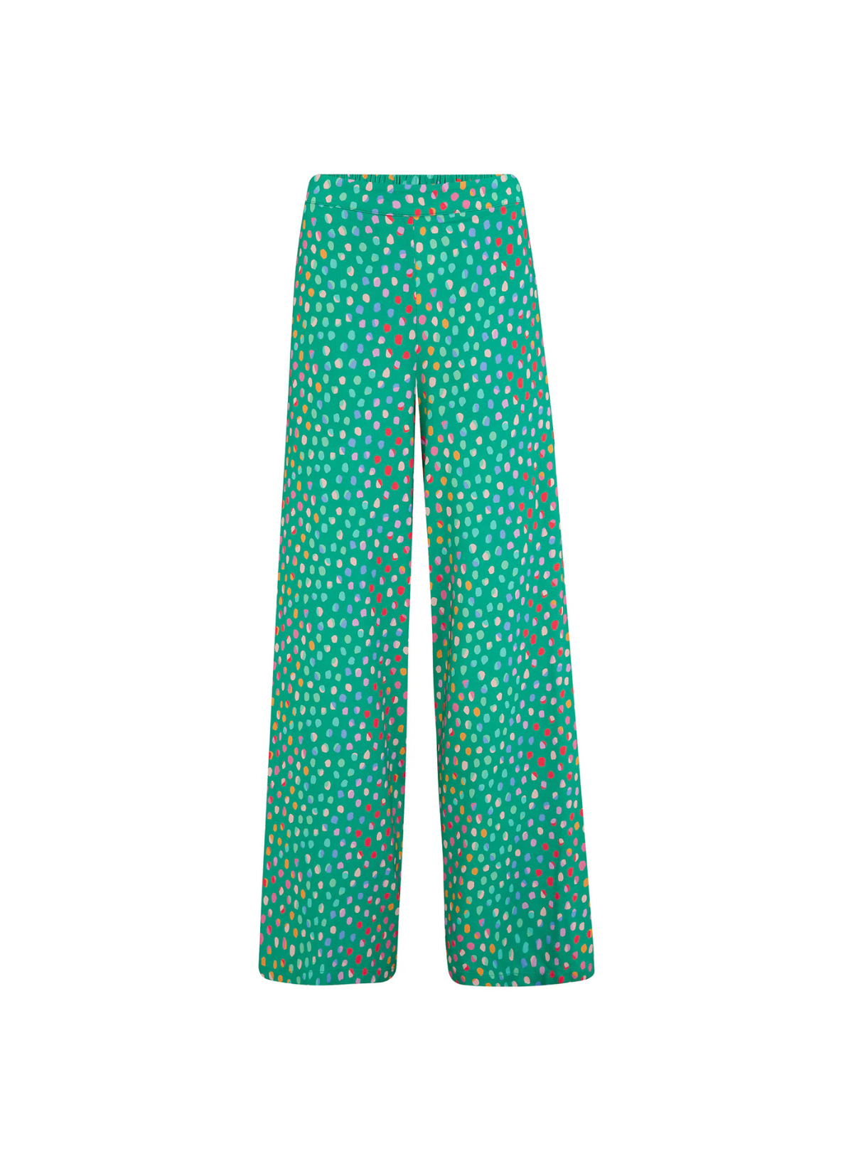 Patsy Palazzo Trousers in Green, Rainbow Pebbles from Sugarhill