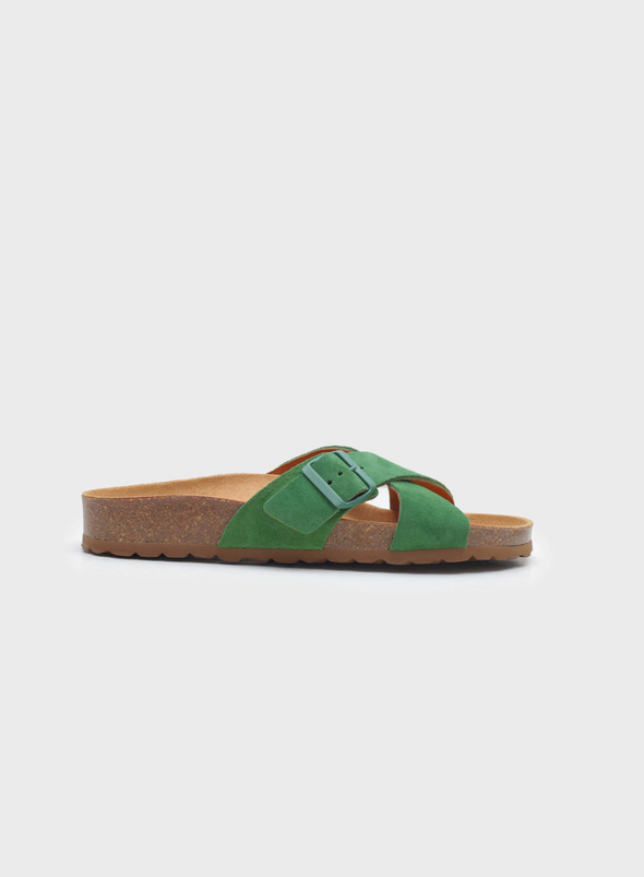 Bio Crossed Strap Sandals in Green 517 from Nice Things