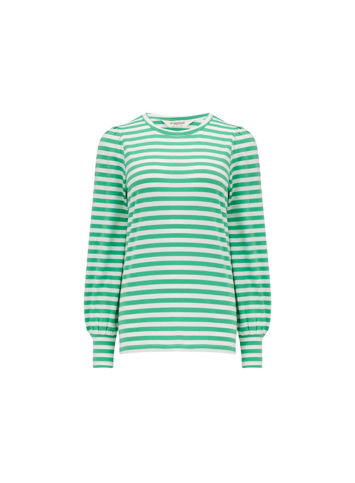 Griselda Jersey Top in Green/Off-White Stripe from Sugarhill