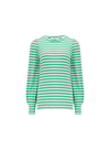 Griselda Jersey Top in Green/Off-White Stripe from Sugarhill