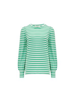 Griselda Jersey Top in Green/Off-White Stripe from Sugarhill