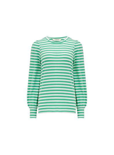 Griselda Jersey Top in Green/Off-White Stripe from Sugarhill