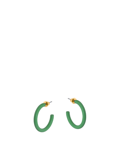 Norma Enamelled Simple Hoop Earrings in Green from Big Metal