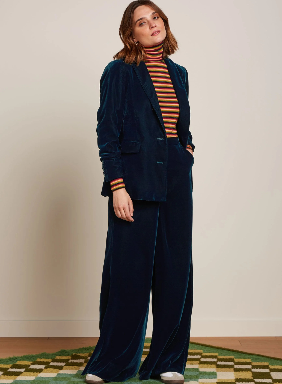 Brooke Blazer Gamine Velvet in Pond Blue from King Louie