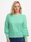 Griselda Jersey Top in Green/Off-White Stripe from Sugarhill