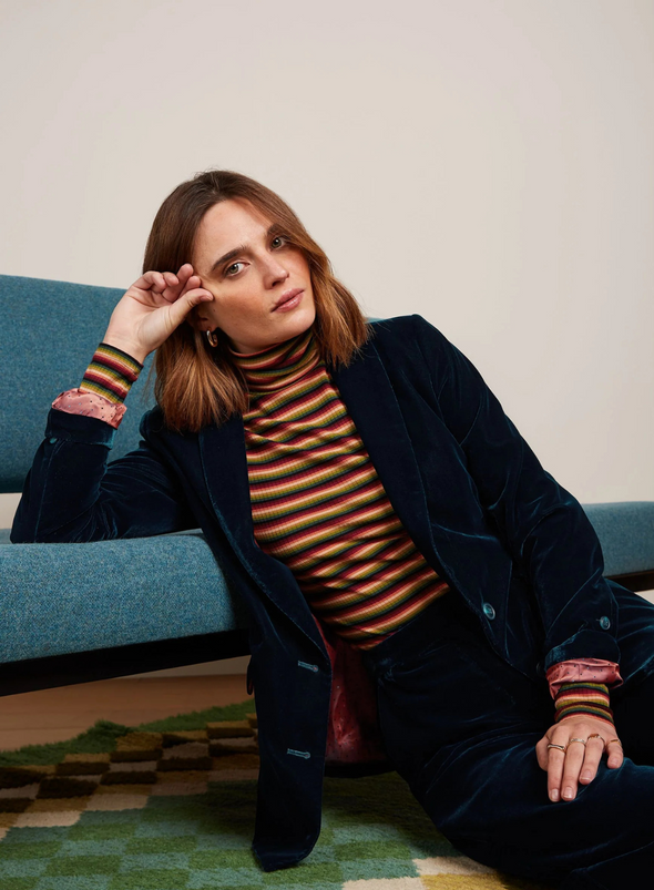 Brooke Blazer Gamine Velvet in Pond Blue from King Louie