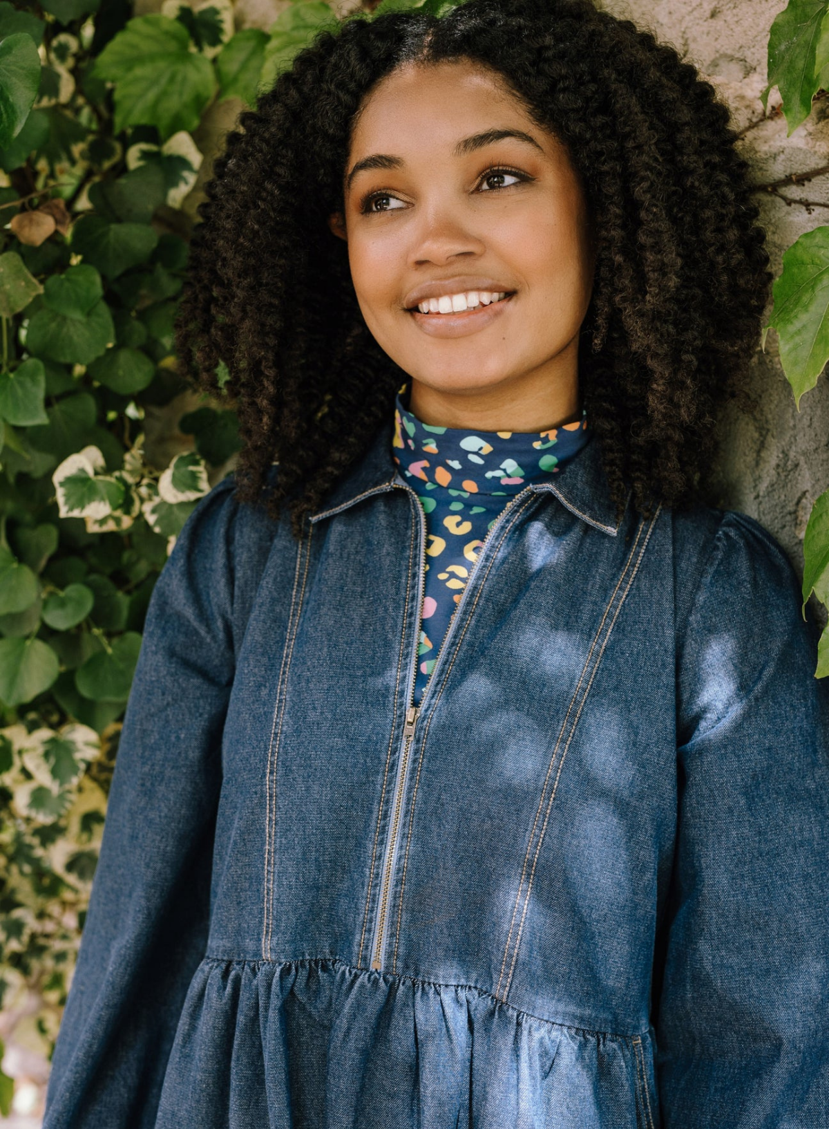 Annika Jersey Top in Bright Navy, Mottled Leopard from Sugarhill