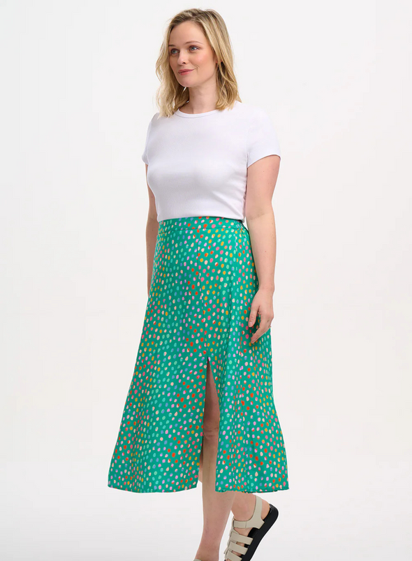 Rosalind Skirt in Green, Rainbow Pebbles from Sugarhill