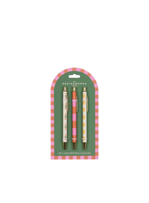 A Dopo Set of 3 Pens - Flower, Stripe, Lemon from Designworks Ink