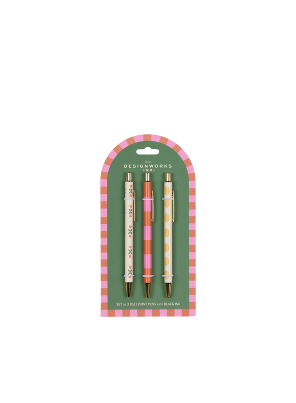 A Dopo Set of 3 Pens - Flower, Stripe, Lemon from Designworks Ink