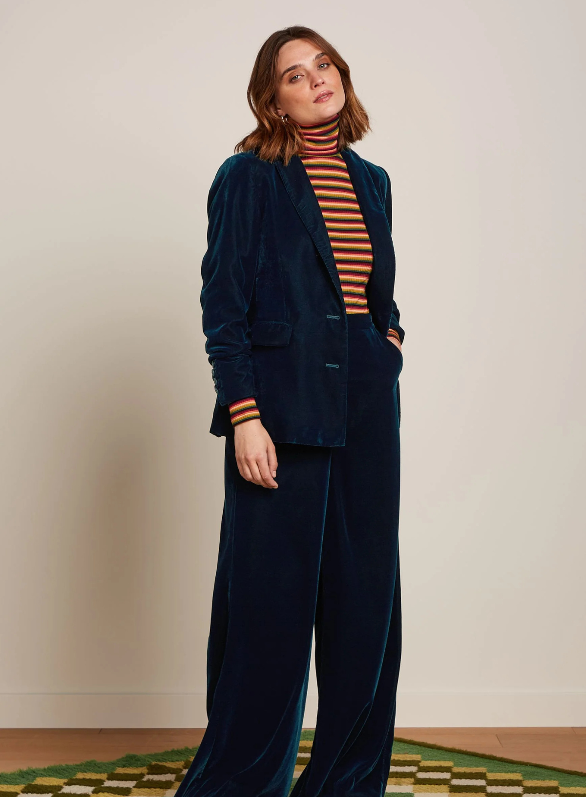 Peppa Pants Gamine Velvet in Pond Blue from King Louie