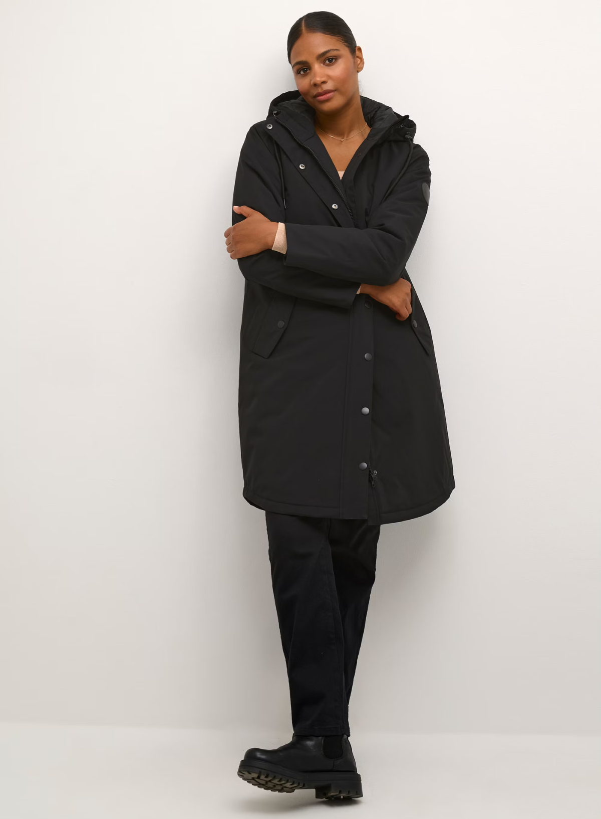 Sina Long Coat in Black Deep from Kaffe