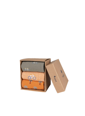 Box of 3 Socks in Kaki + Ochre from Faguo