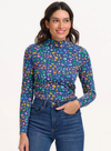 Annika Jersey Top in Bright Navy, Mottled Leopard from Sugarhill