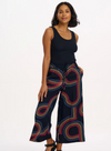 Ameera Wide Leg Trousers in Black, Retro Racer from Sugarhill