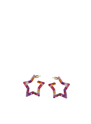 Erica Resin Star Earrings in Pink & Purple from Big Metal