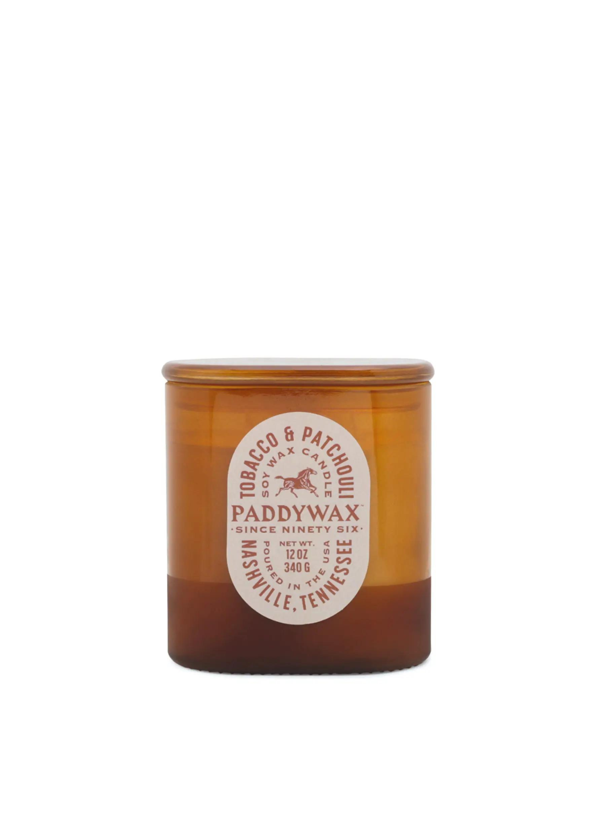 Vista Glass Candle Amber in Tobacco & Patchouli 12oz from Paddywax