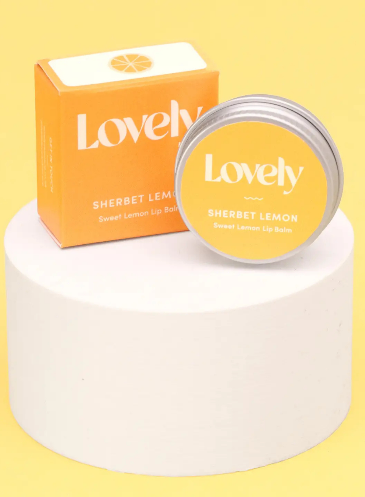 Sherbet Lemon Lip Balm in Lemon Sugar from Lovely Skincare