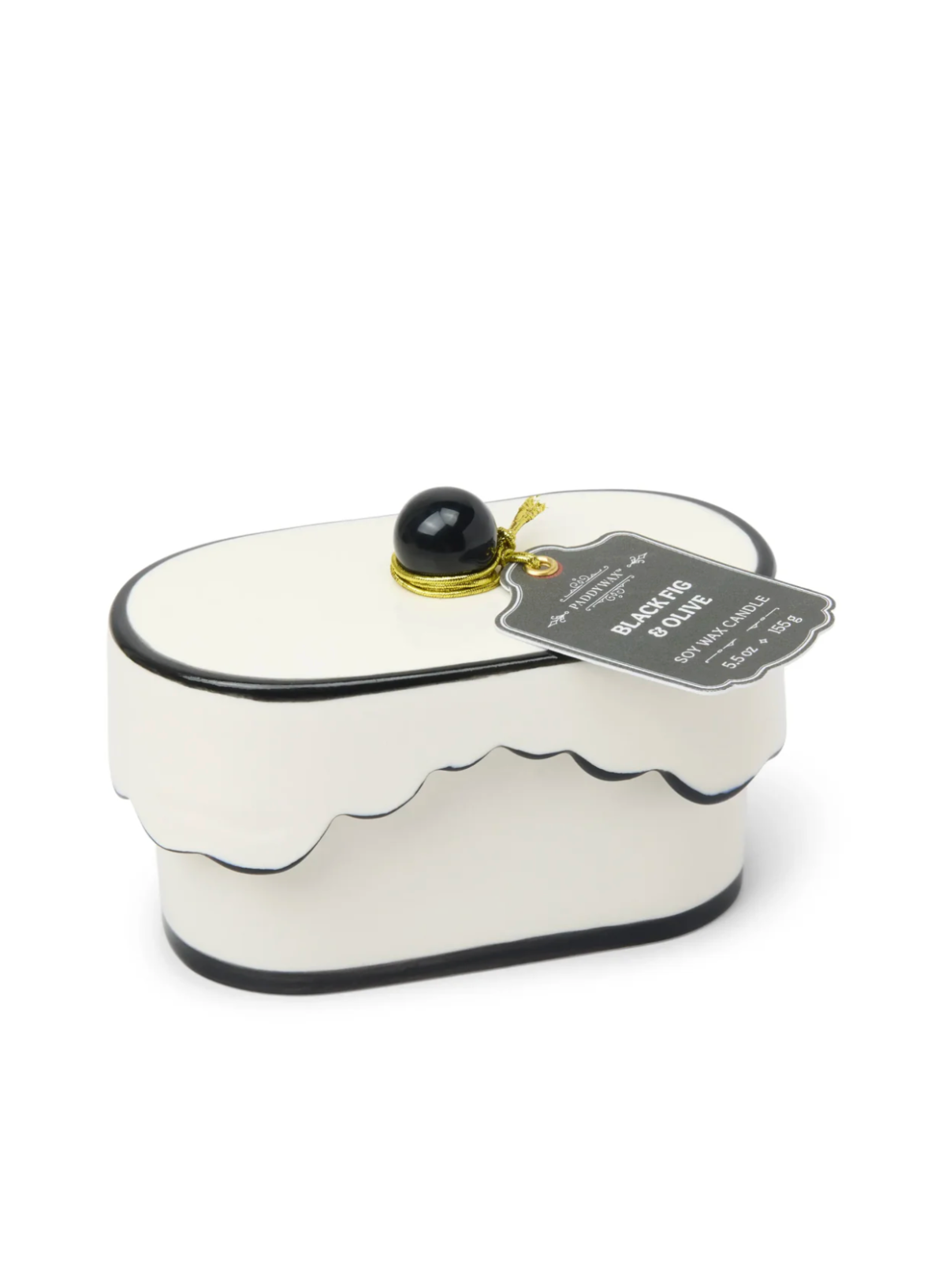 Paddywax Cherie 5.5oz/155g Ceramic Dish Candle - Black - Black Fig & Olive