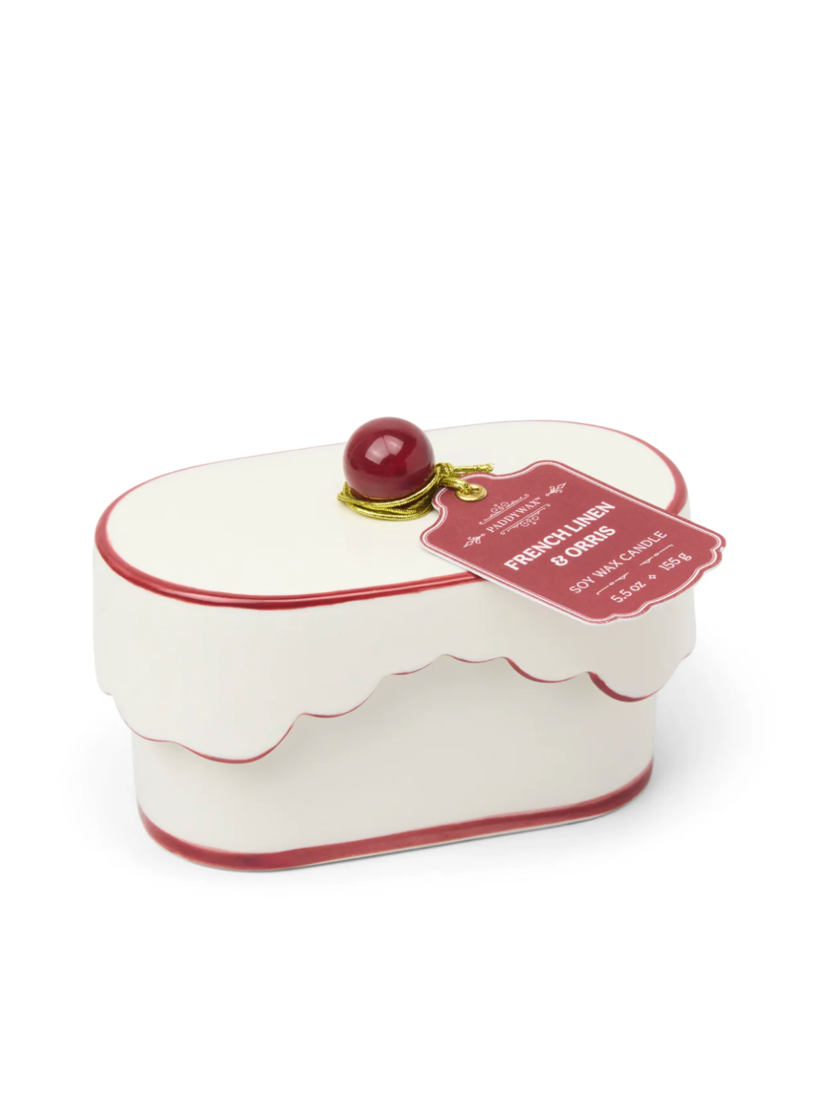 Paddywax Cherie 5.5oz/155g Ceramic Dish Candle - Red - French Linen & Orris