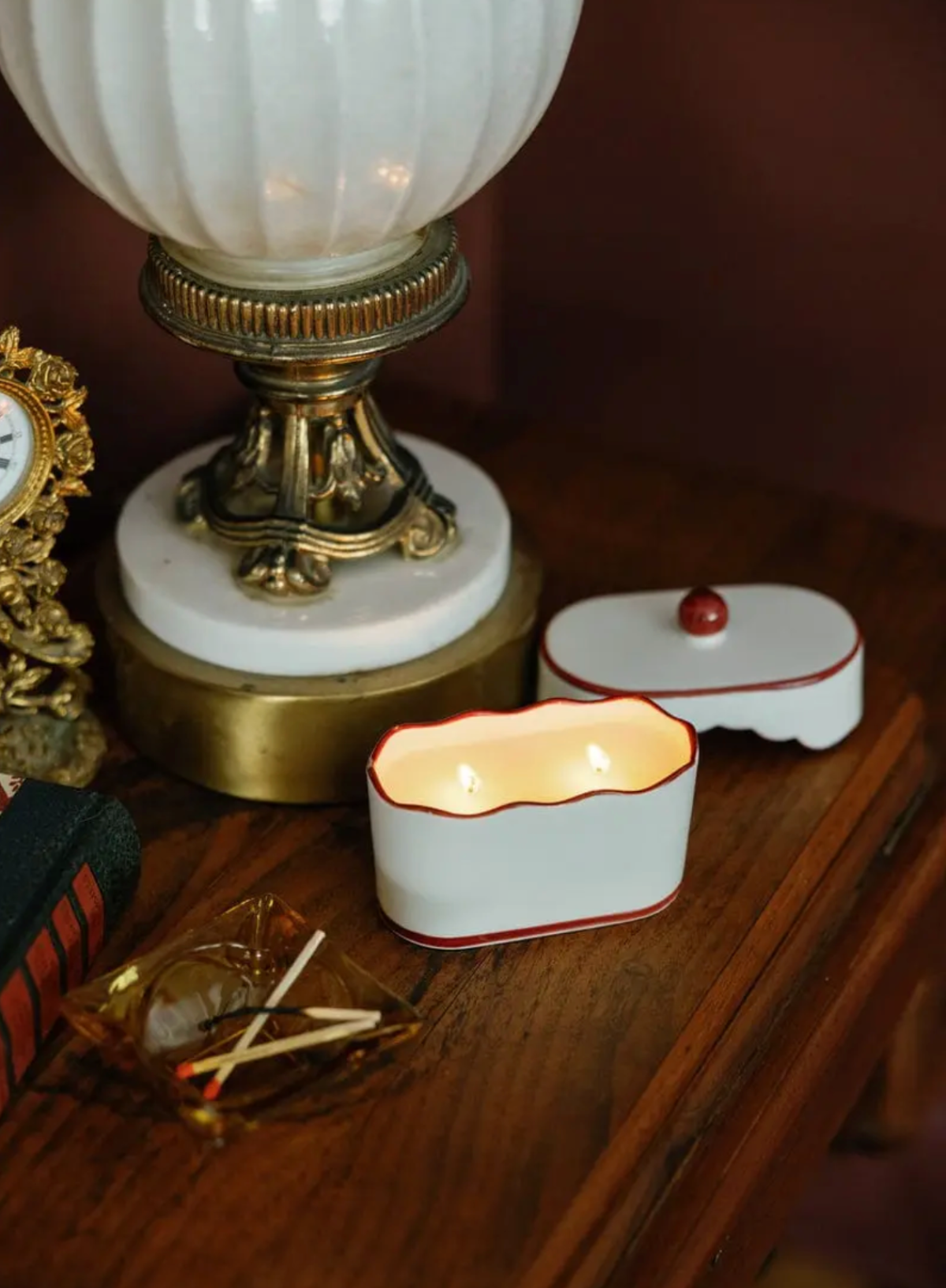 Paddywax Cherie 5.5oz/155g Ceramic Dish Candle - Red - French Linen & Orris