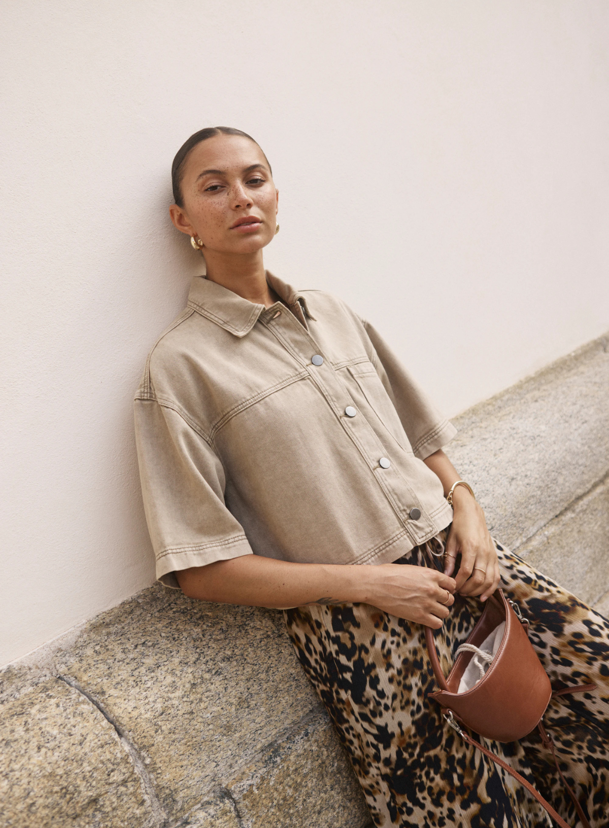Rania Denim Shirt in Washed Light Brown from Kaffe