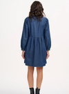 Karen Midi Smock Dress in Deep Blue Denim from Sugarhill