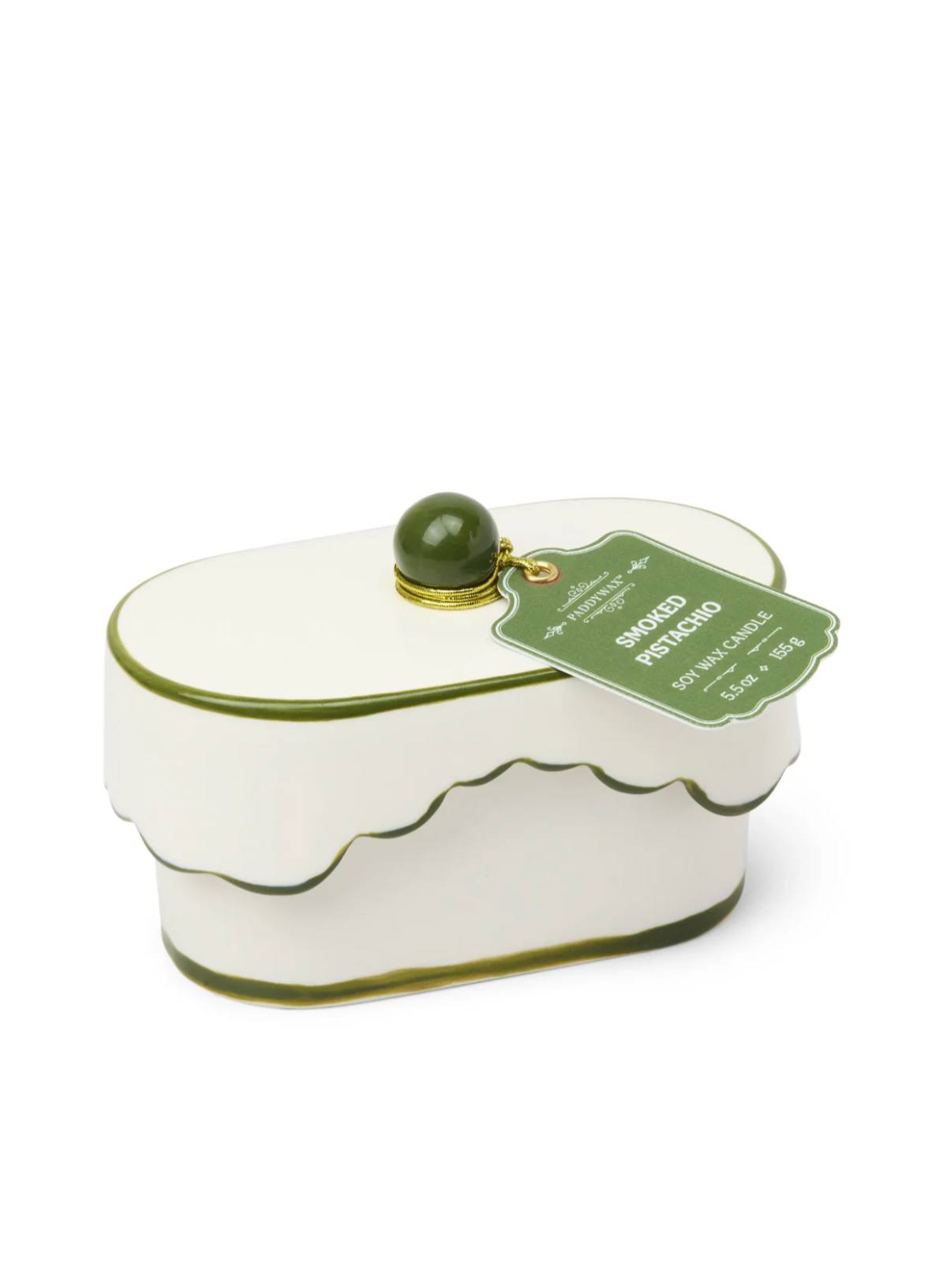 Paddywax Cherie 5.5oz/155g Ceramic Dish Candle - Green - Smoked Pistachio