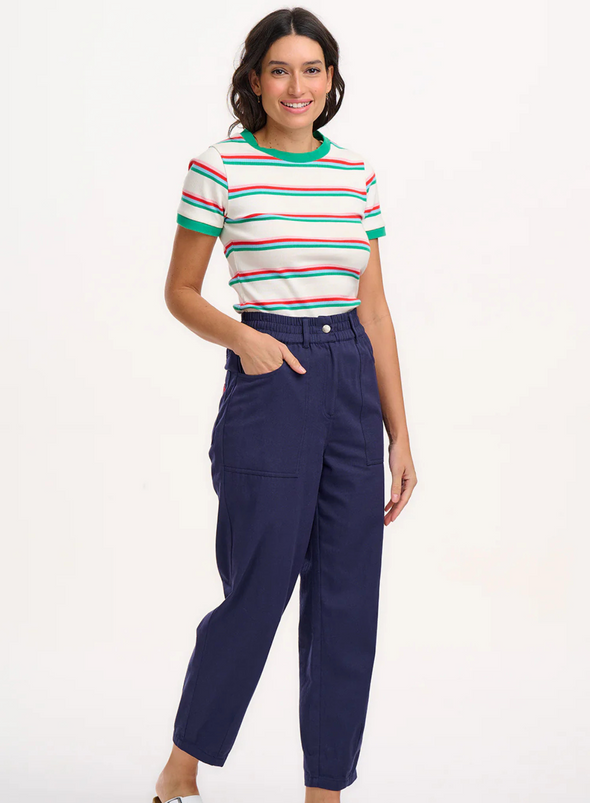 Rowan Trousers in Navy Triple Star from Sugarhill