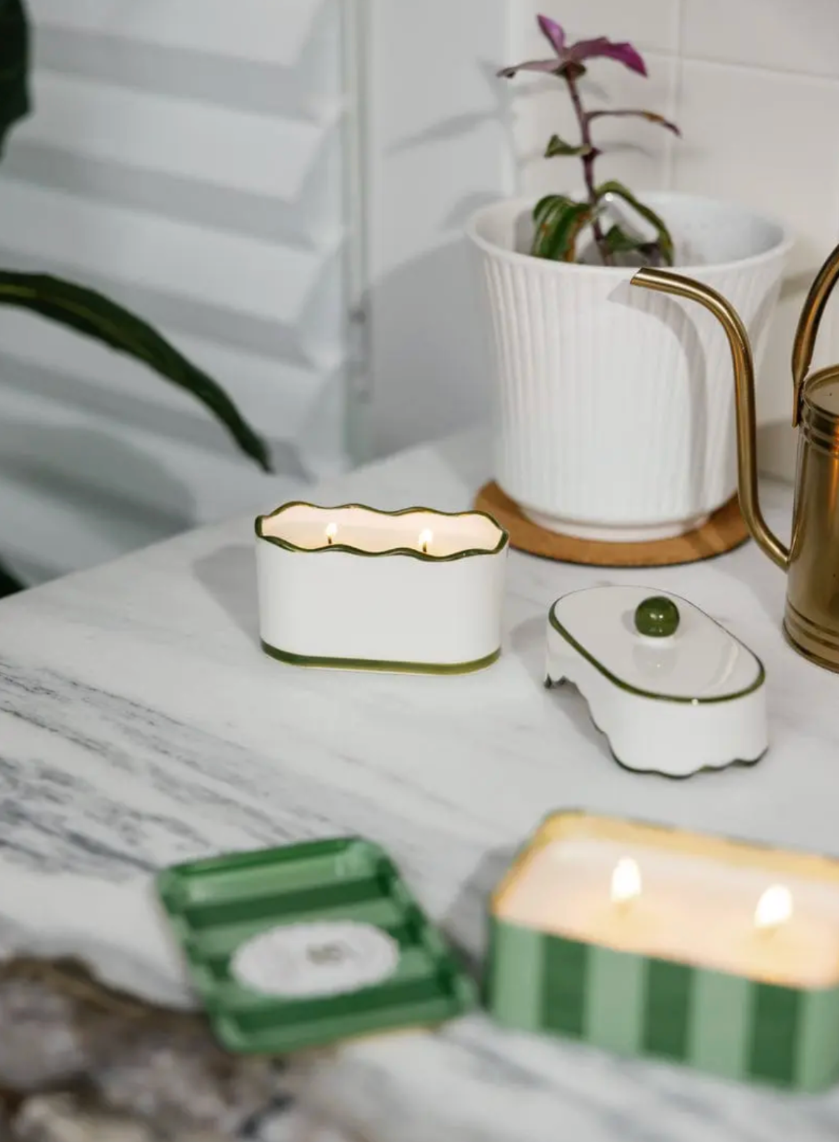 Paddywax Cherie 5.5oz/155g Ceramic Dish Candle - Green - Smoked Pistachio