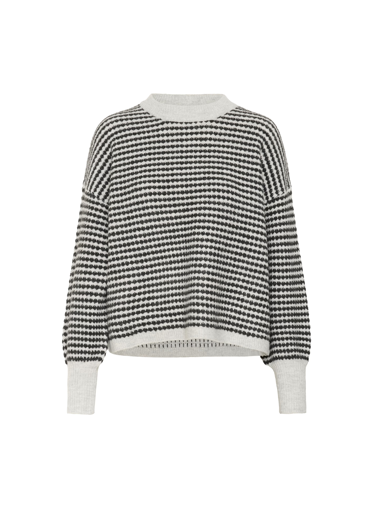 Ellery Knit Pullover in Light Grey Black from Kaffe