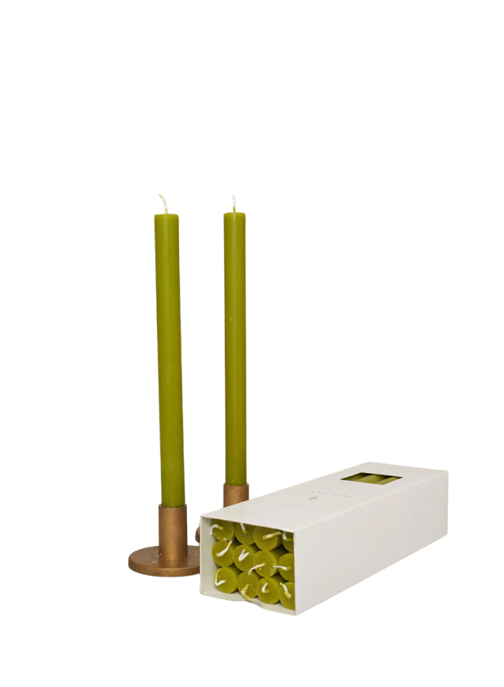 Paraffin Wax Dinner Candle in Leaf Green from True Grace