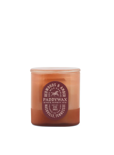 Vista Glass Candle Rusty Pink in Redwoods & Amber 12oz from Paddywax