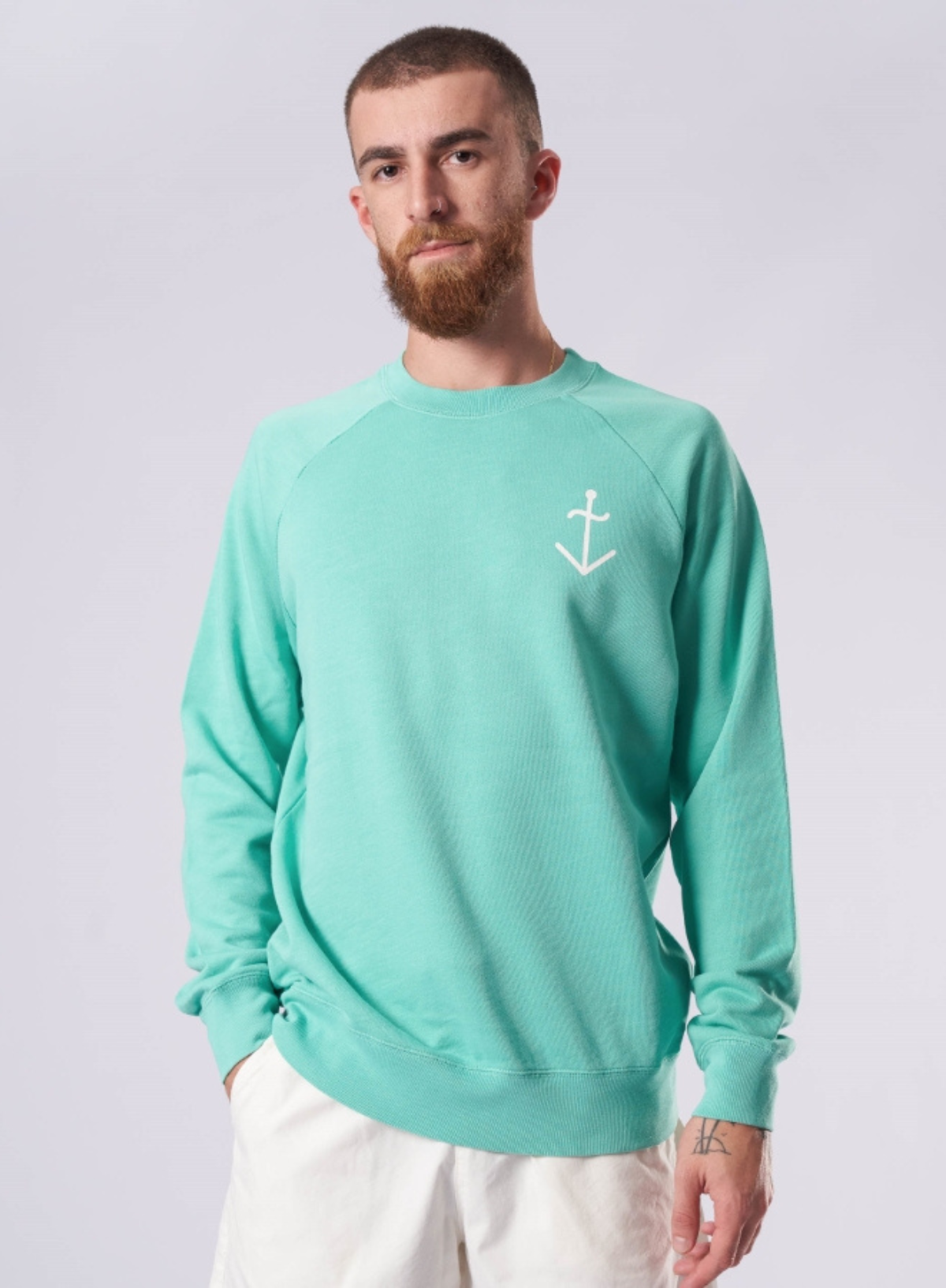 Logo Sweatshirt in Gumdrop Green/Ecru from La Paz
