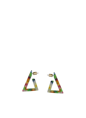 Erica Triangle Resin Earrings in Green & Orange from Big Metal