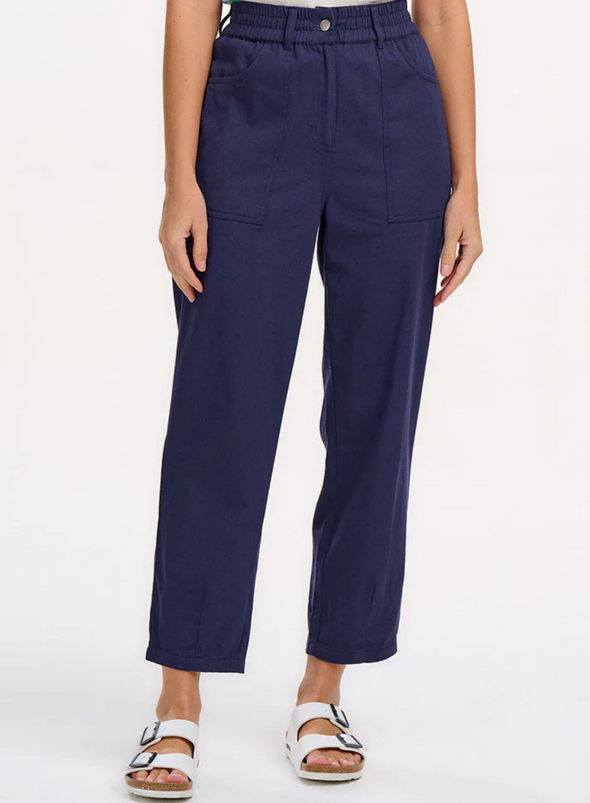 Rowan Trousers in Navy Triple Star from Sugarhill