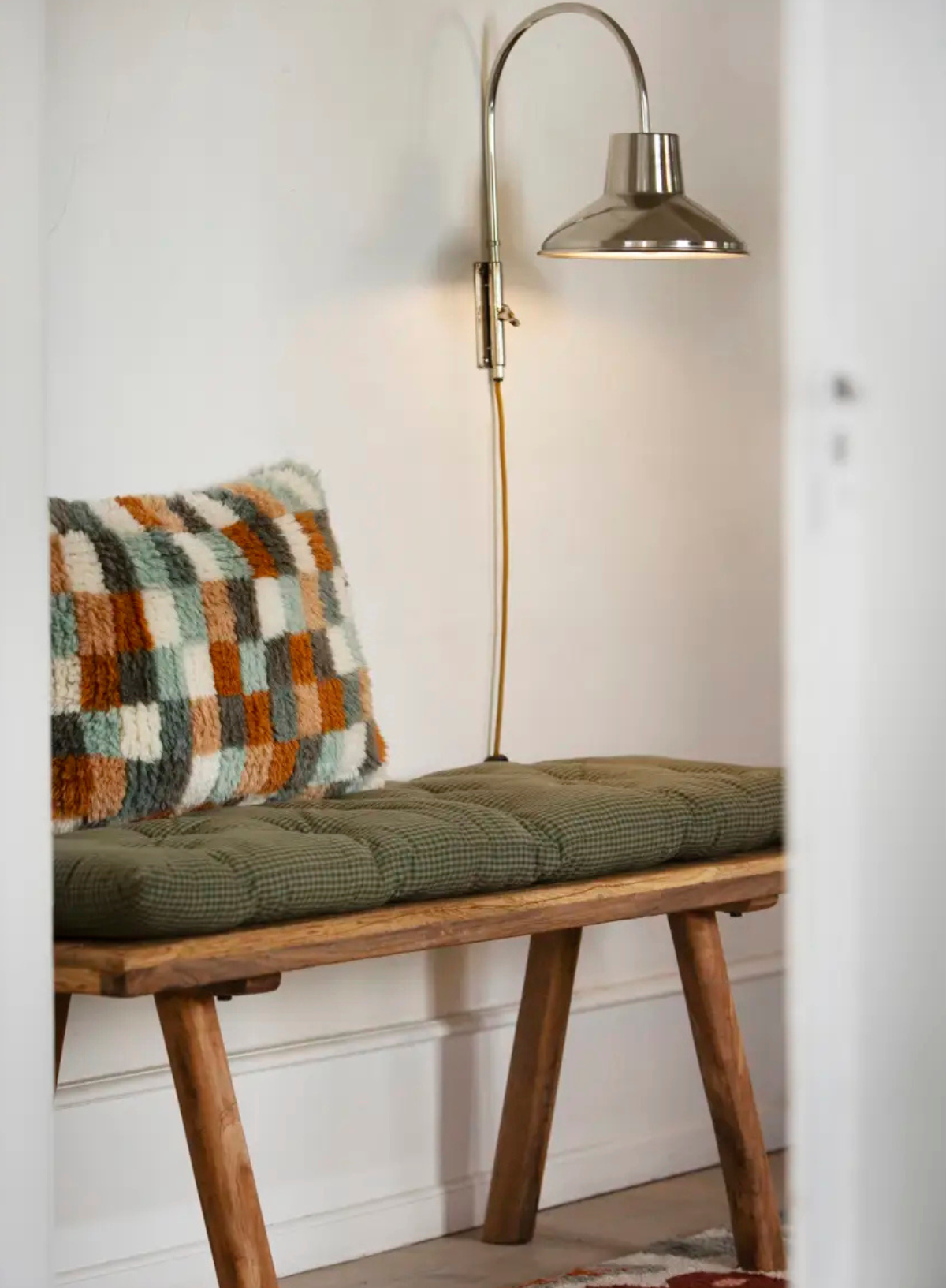 Checkered Hand Woven Wool Cushion from Madam Stoltz