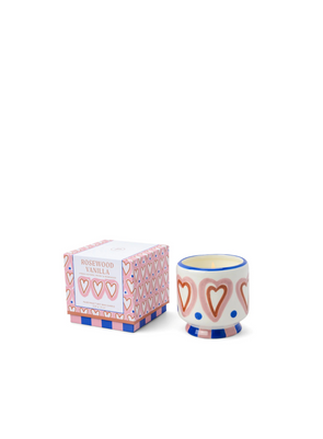 Adopo 8oz Hearts Ceramic Candle Rosewood from Paddywax