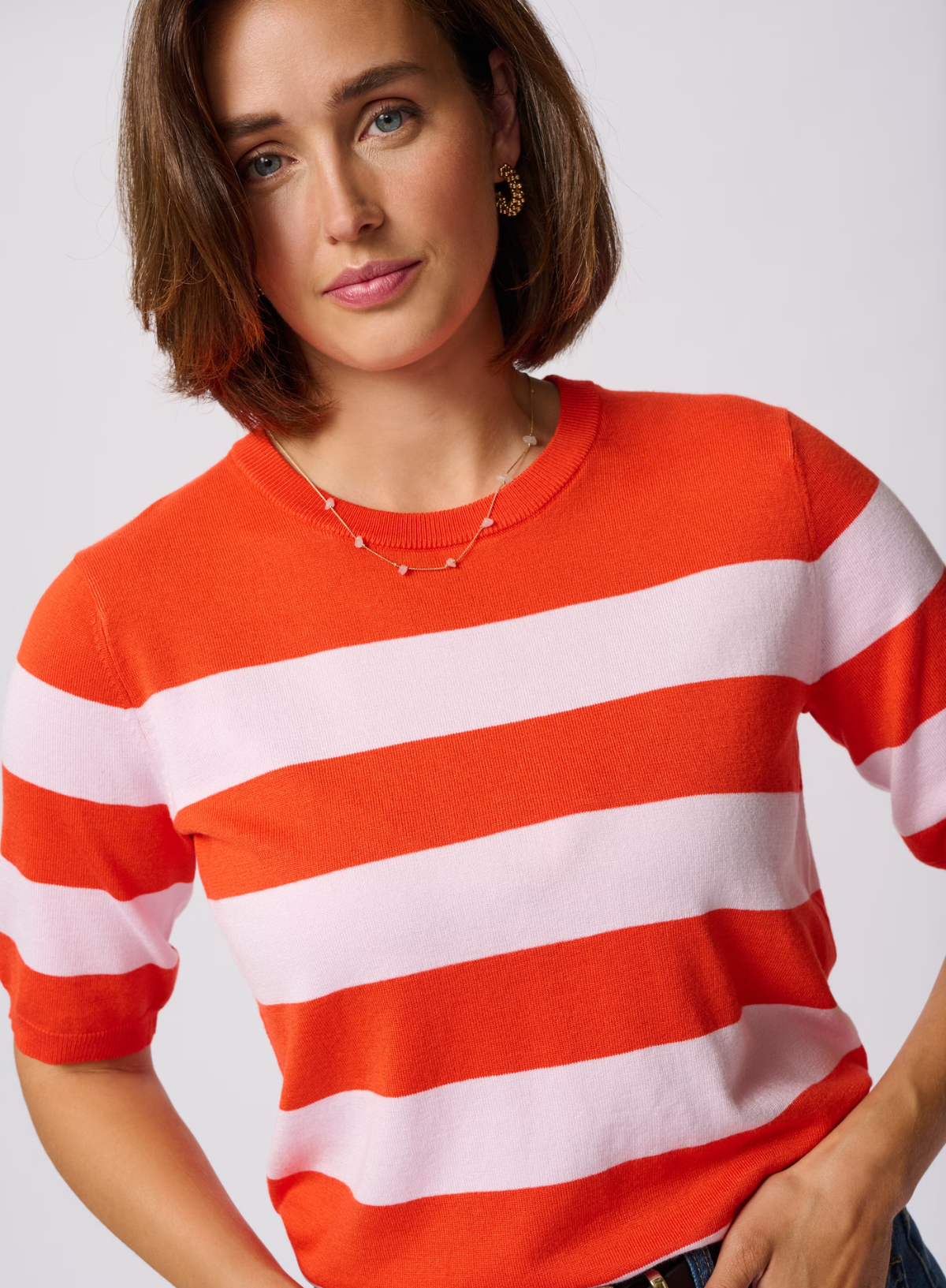 Lizza Striped Knit in Grenadine/Lilac from Kaffe