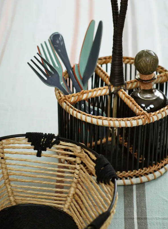 Black Bamboo Cutlery Holder from Madam Stoltz