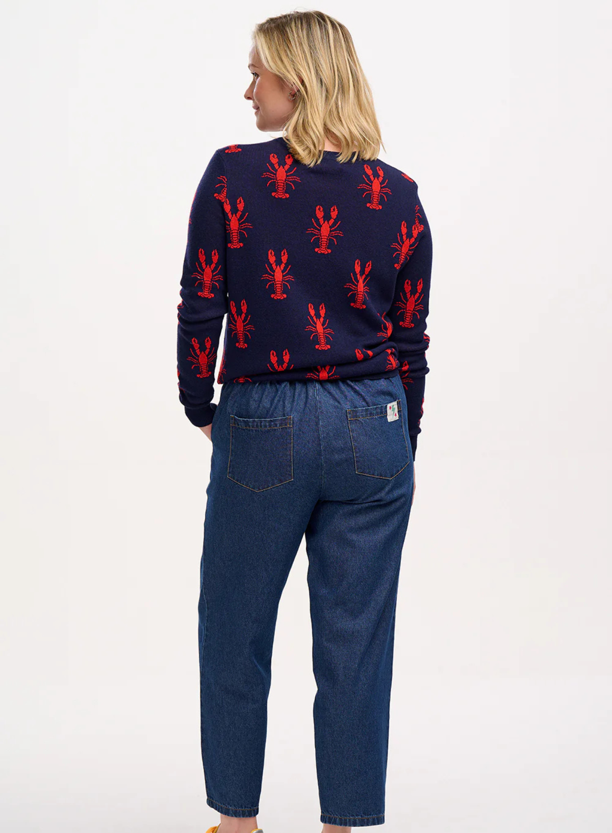 Rosie Jumper in Navy Loster Repeat from Sugarhill
