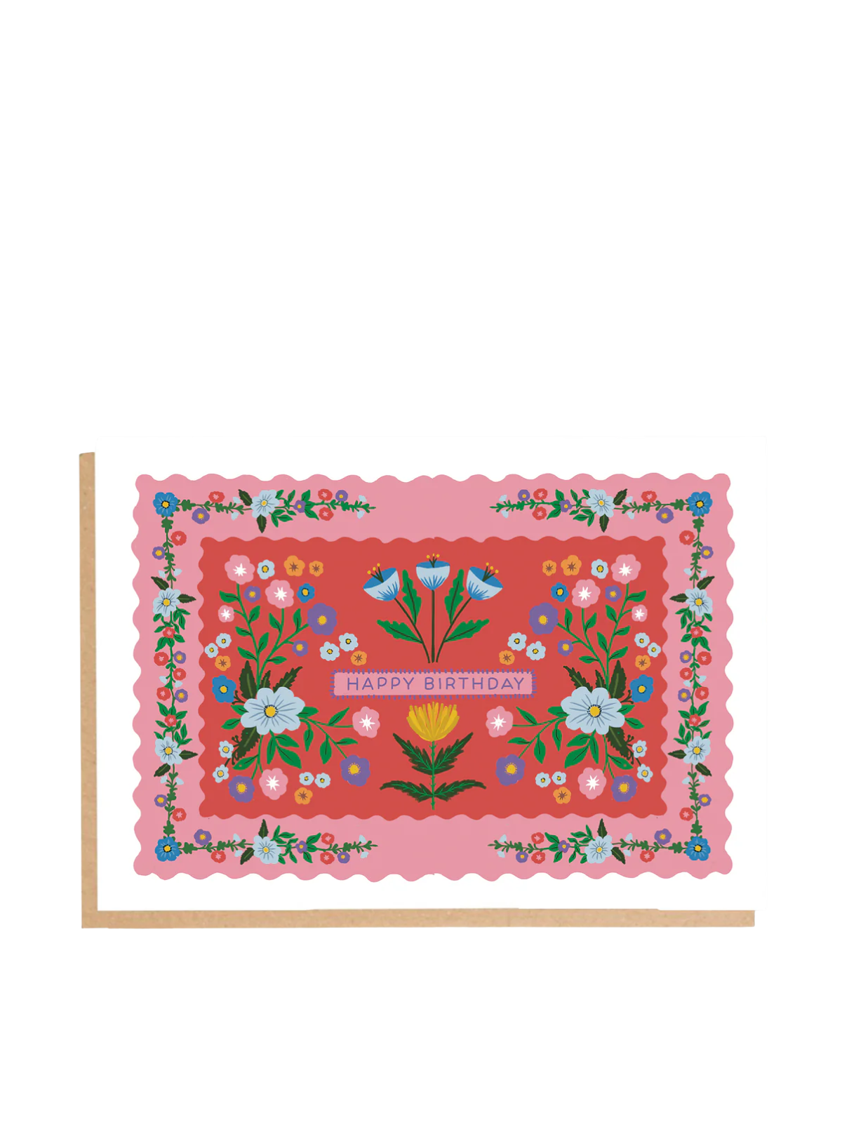Lomond Paper Co Happy Birthday - Folk Pattern Red
