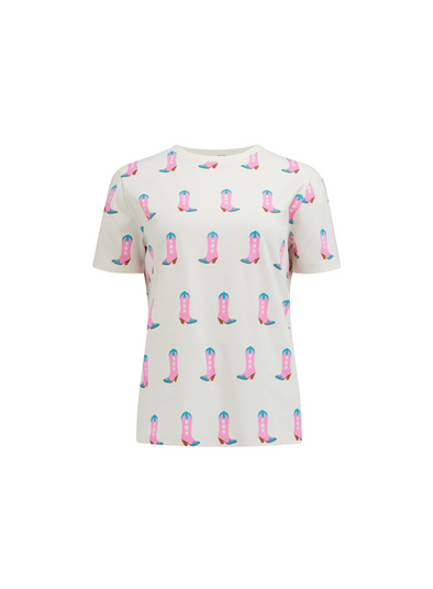 Maggie T-Shirt in Off-White, Cowgirl Boots from Sugarhill