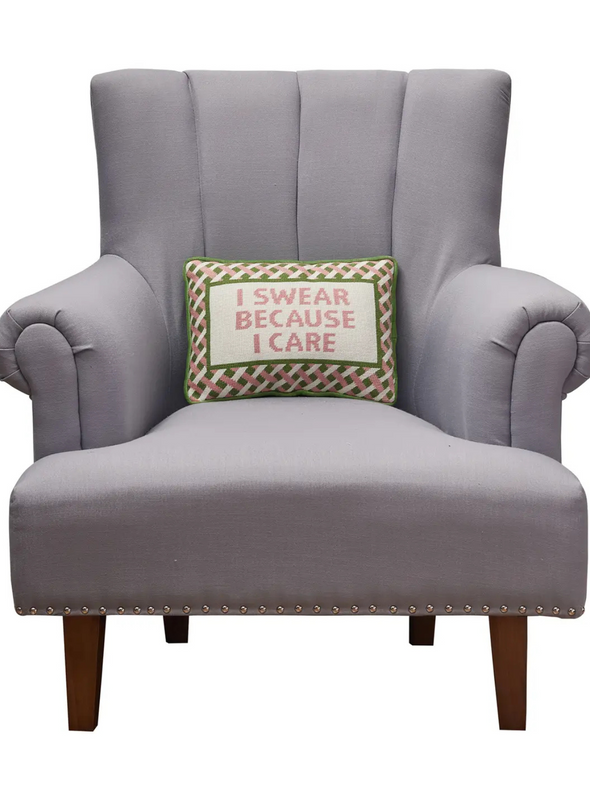 I Swear Because I Care Needlepoint Cushion from Peking Handicraft