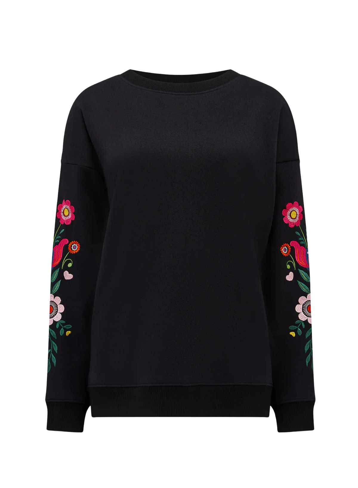 Sugarhill Eadie Folk Floral Relaxed Black Sweatshirt